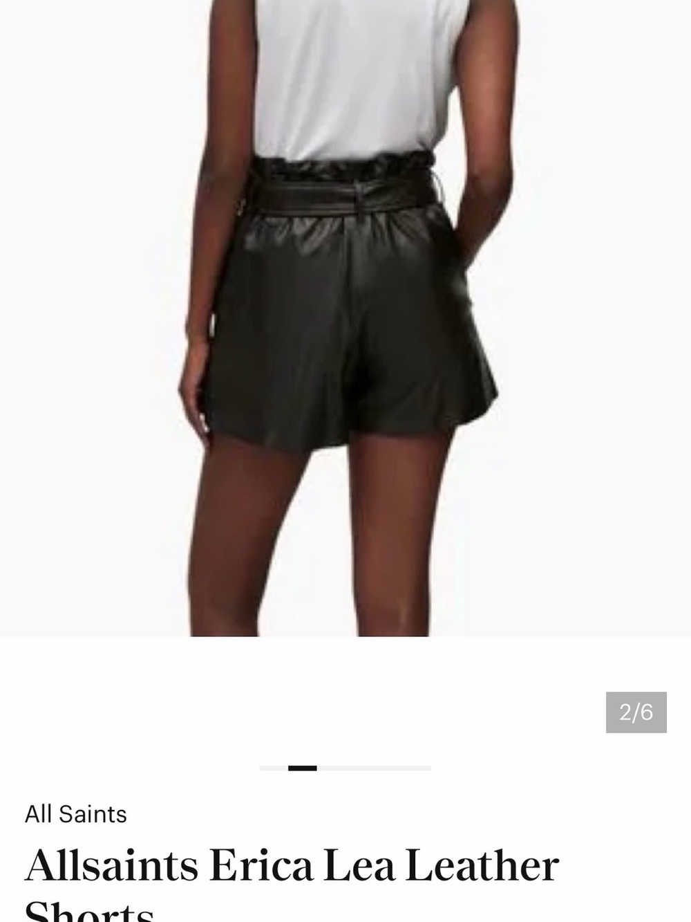 All Saints Black Paperbag Leather Shorts
